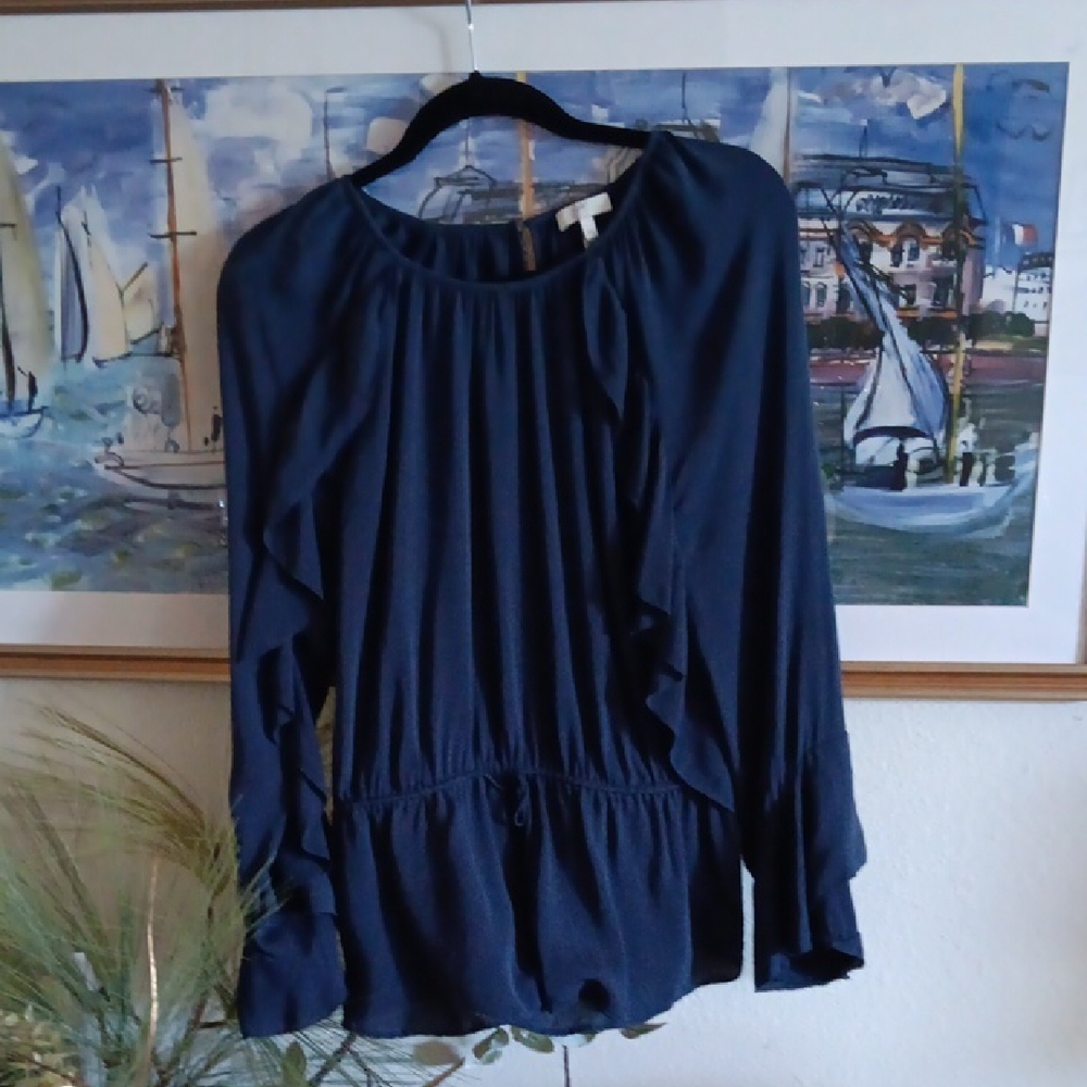 Joie Blue Ruffled Relaxed Blouse